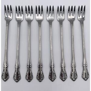 Lot of 8 Oneida Profile Stainless Steel Cocktail Seafood Forks